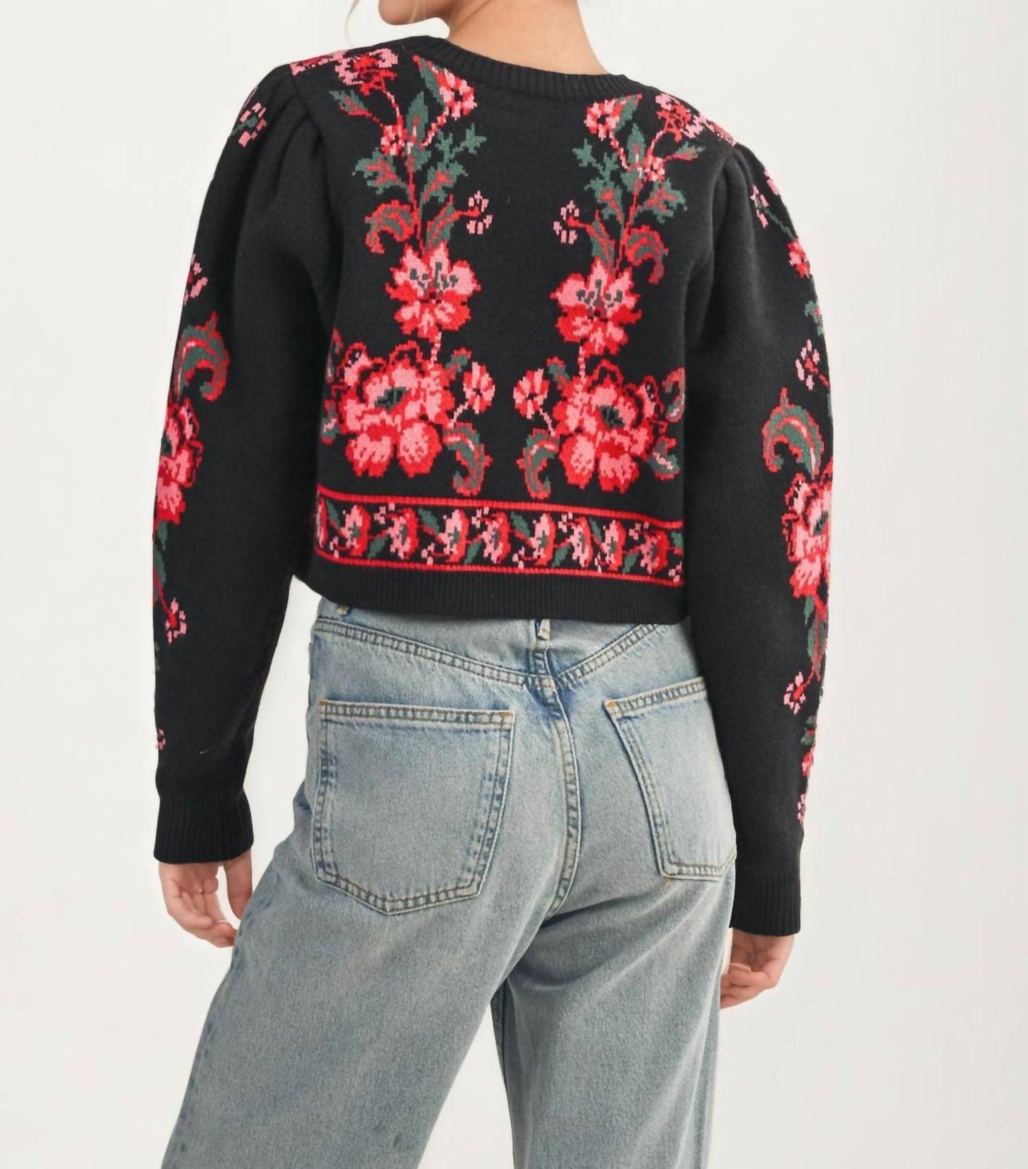 &Merci - Floral Knit Tie Front Cardigan