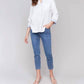 Charlie B - Linen Blend Drop Shoulder Shirt With Striped Cuffs