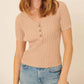 Promesa - Ribbed Knit V Neck Button Front Sweater Top