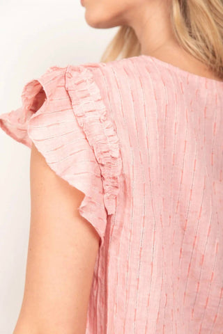 Trendsi - Very J Ruffle Cap Sleeve Top & Shorts Set