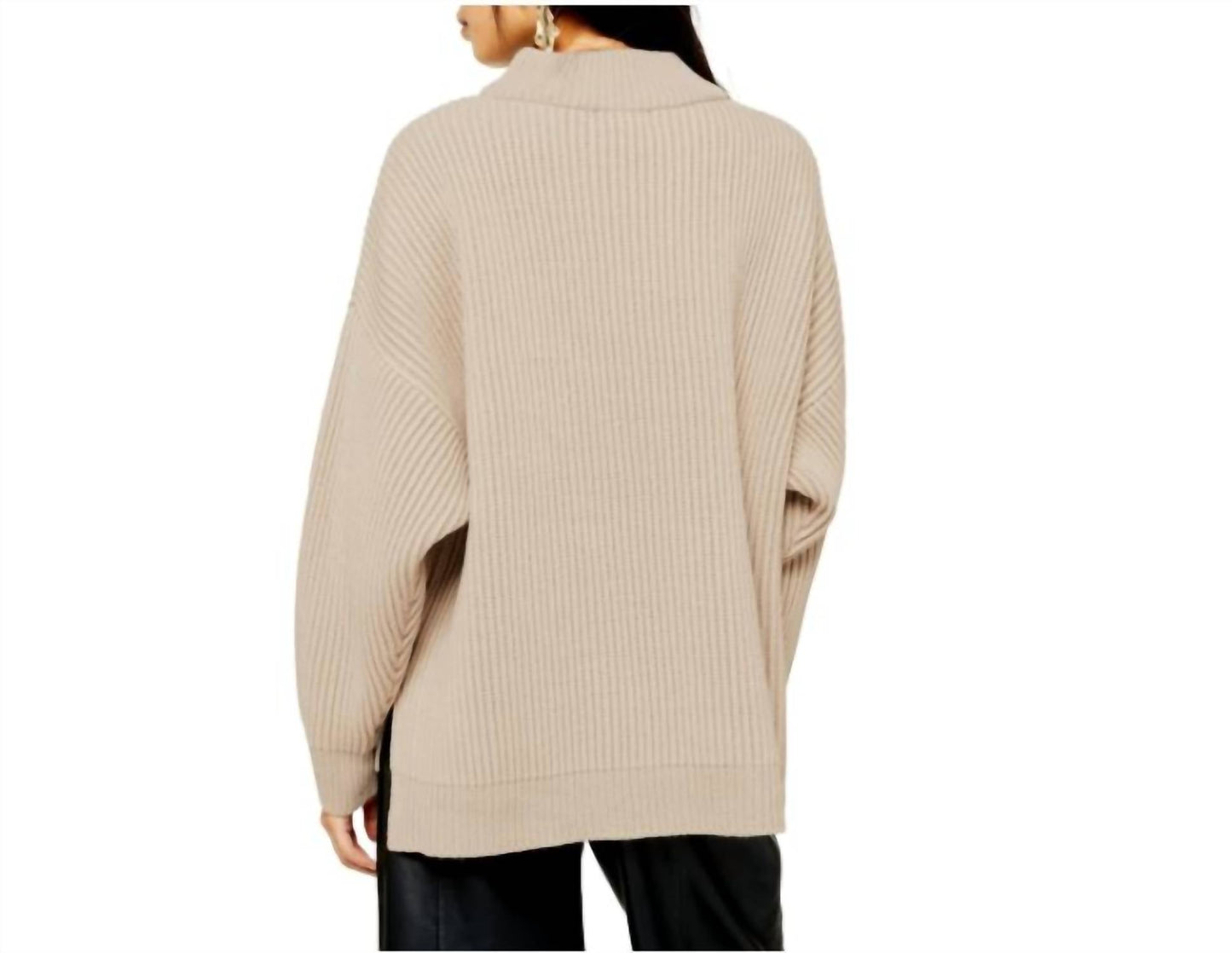 Topshop - Oversize Rib Knit Mock Neck Pullover