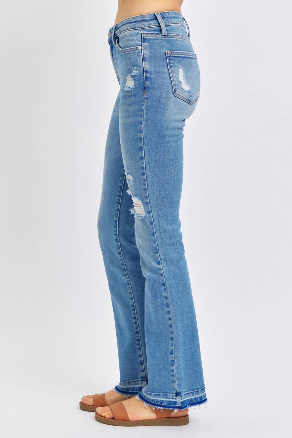 Judy Blue - Mid Rise Destroyed Release Hem Bootcut