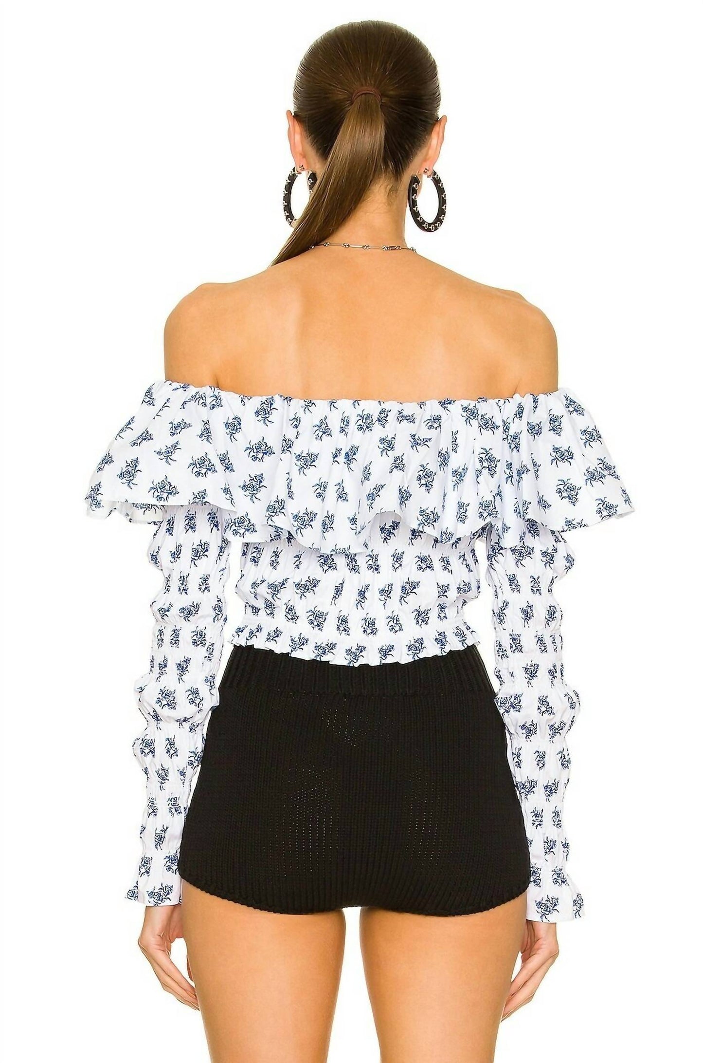 Caroline Constas - Floral Off Shoulder Long Sleeves Lydia Top