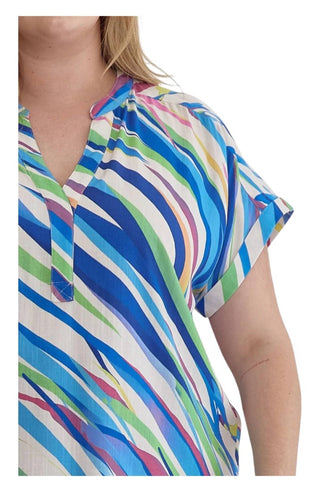 Entro - Tiger Print V-Neck Top - Plus