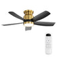 Flush Mount Ceiling Fan with LED Light and Remote Control
