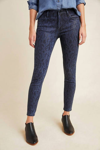 Joe'S Jeans - Charlie High Rise Coated Snake Print Skinny Jeans