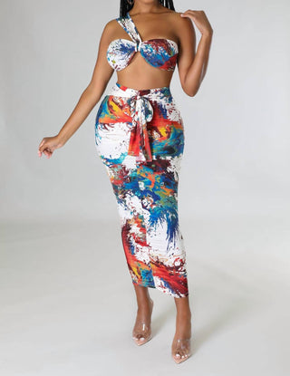 Good Time Usa - Explosive Crop Top And Skirt Two Piece Set