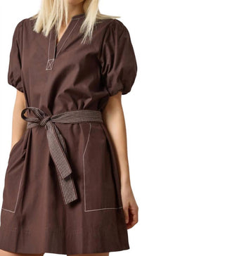 Lilla P - Shirred Split Neck Dress