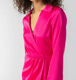 Sanctuary - Cuff Detail Satin Wrap Dress