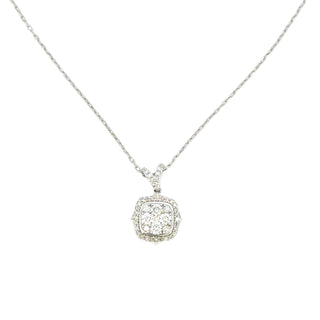 Aamiaa - 0.61 Carat Natural Diamond Cushion Halo Cluster Pendant