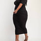 The Curve La - Plus Size Ribbed Knit Off Shoulder Knit Midi Dress