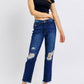 Judy Blue - High-Waisted Rigid Magic Heavy Destroy Straight Leg Jeans