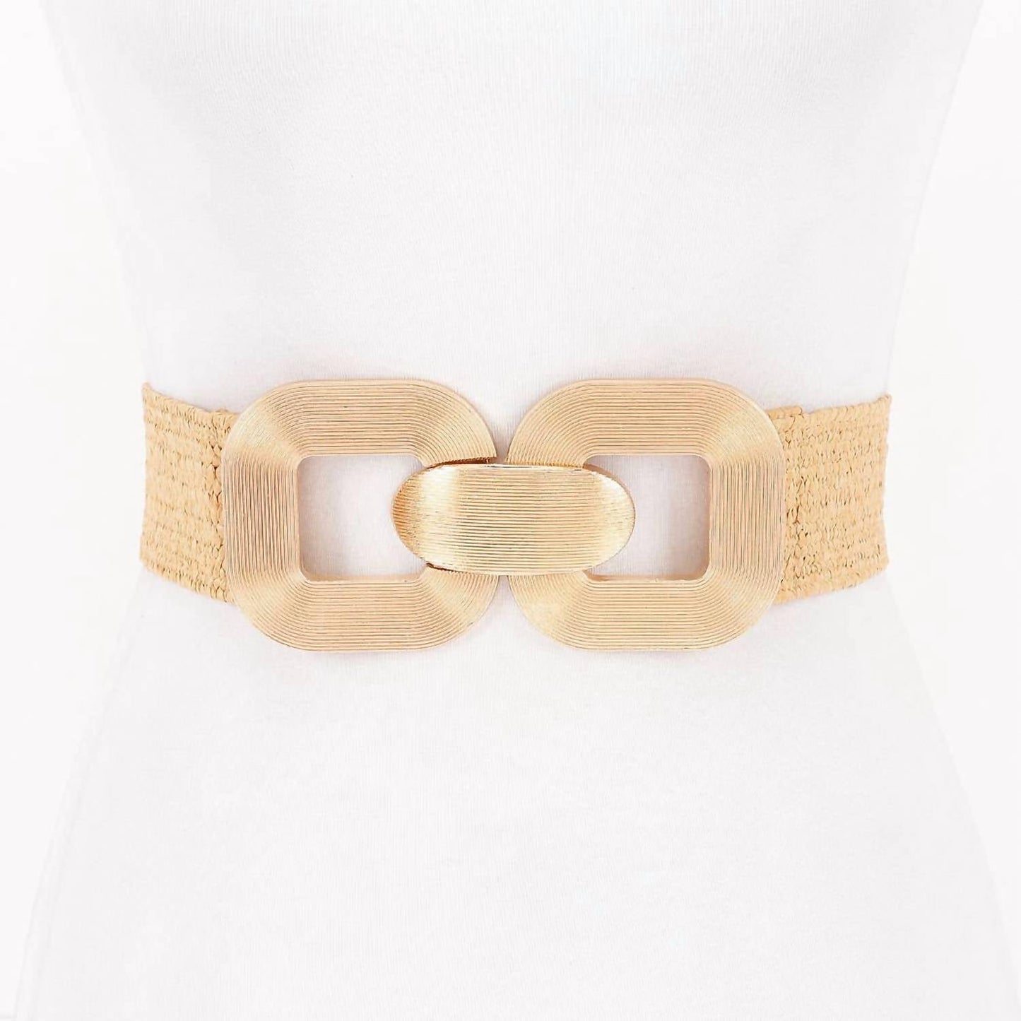 3Am By H&D Accessories - Women's Square Metal Buckle Elastic Belt