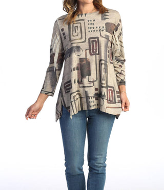 Jess & Jane - Women's Maze Diagonal Side Slit Top