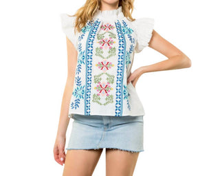 Thml - Flutter Sleeve Embroidered Top