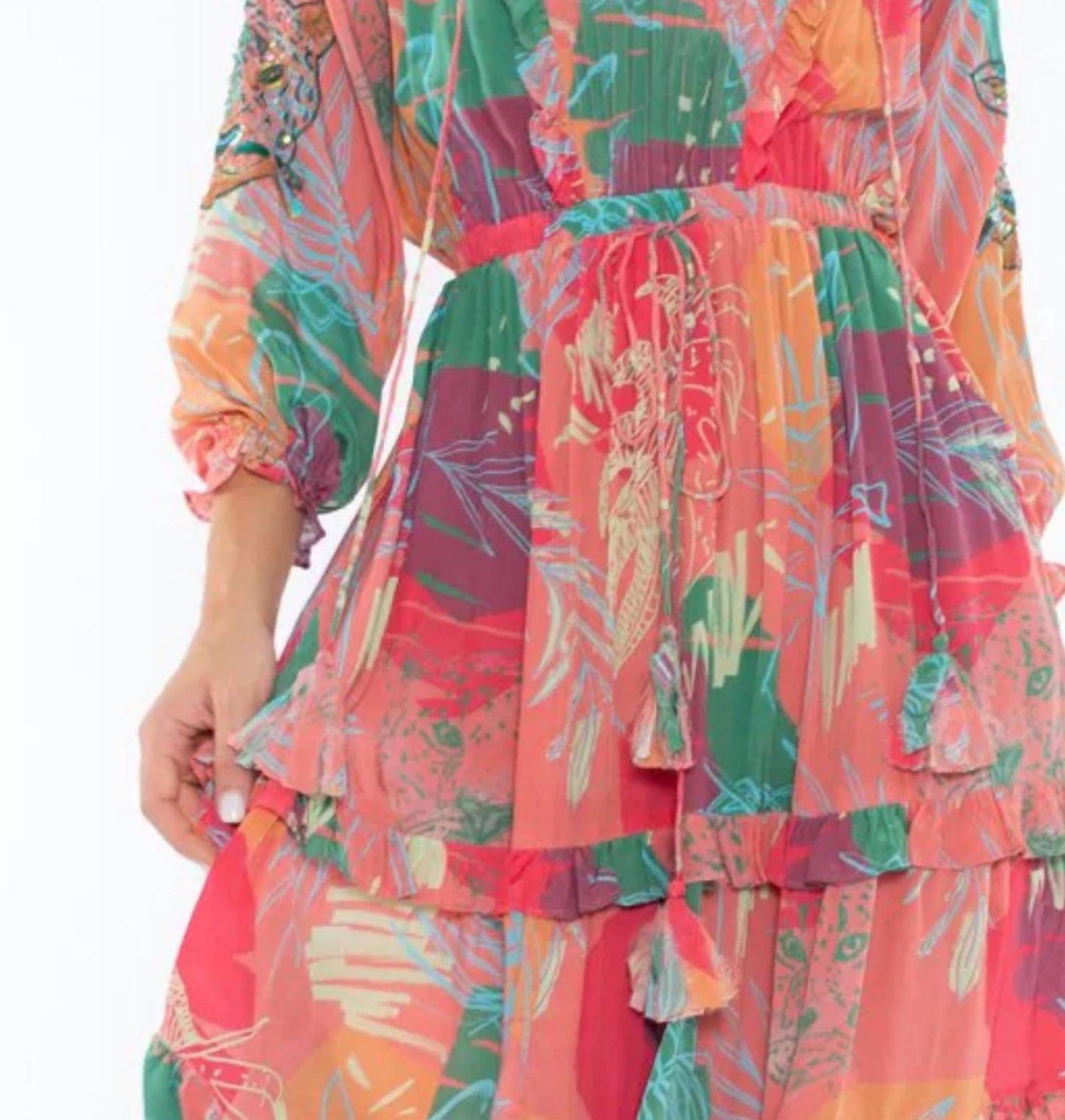 Taj By Sabrina Crippa - Abstract Jungle Midi Dress
