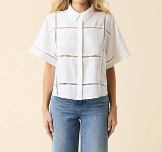 Le Jean - Linen Button Down Eyelet Shirt