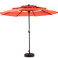 Aluminium 10ft 3-Tier Auto-Tilt Outdoor Patio Umbrella - Orange