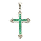 Emerald Diamond Cross Religious Pendant 10KT White Gold