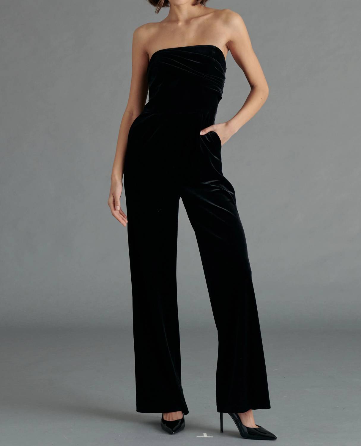 Steve Madden - Women's Swanilda Velvet Strapless Jumpsuit