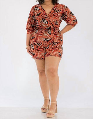 Karen T Design - Three Quarter Sleeve Patterned Romper