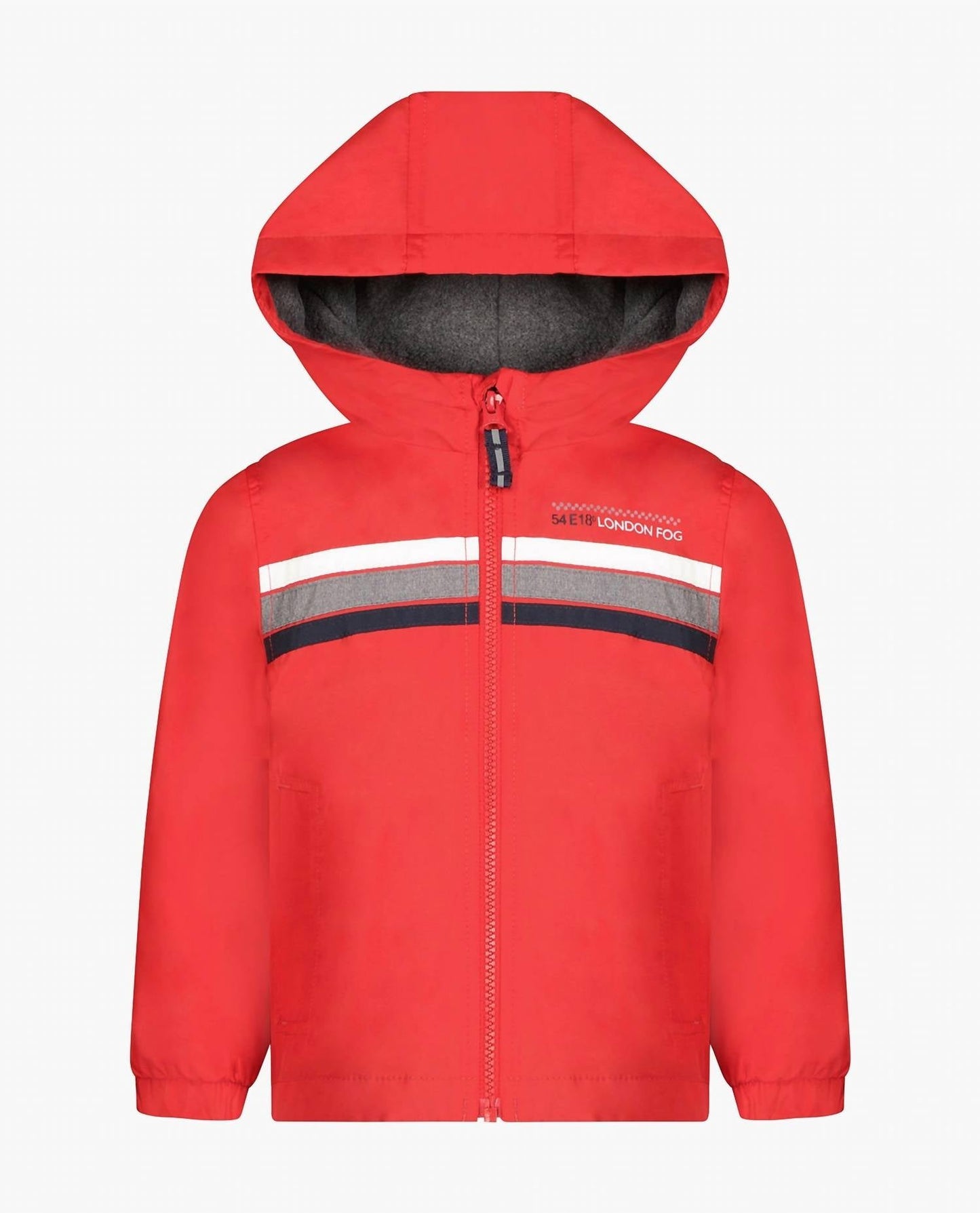 London Fog - Toddler Boys Zip Front Hooded Sporty Stripe Raincoat