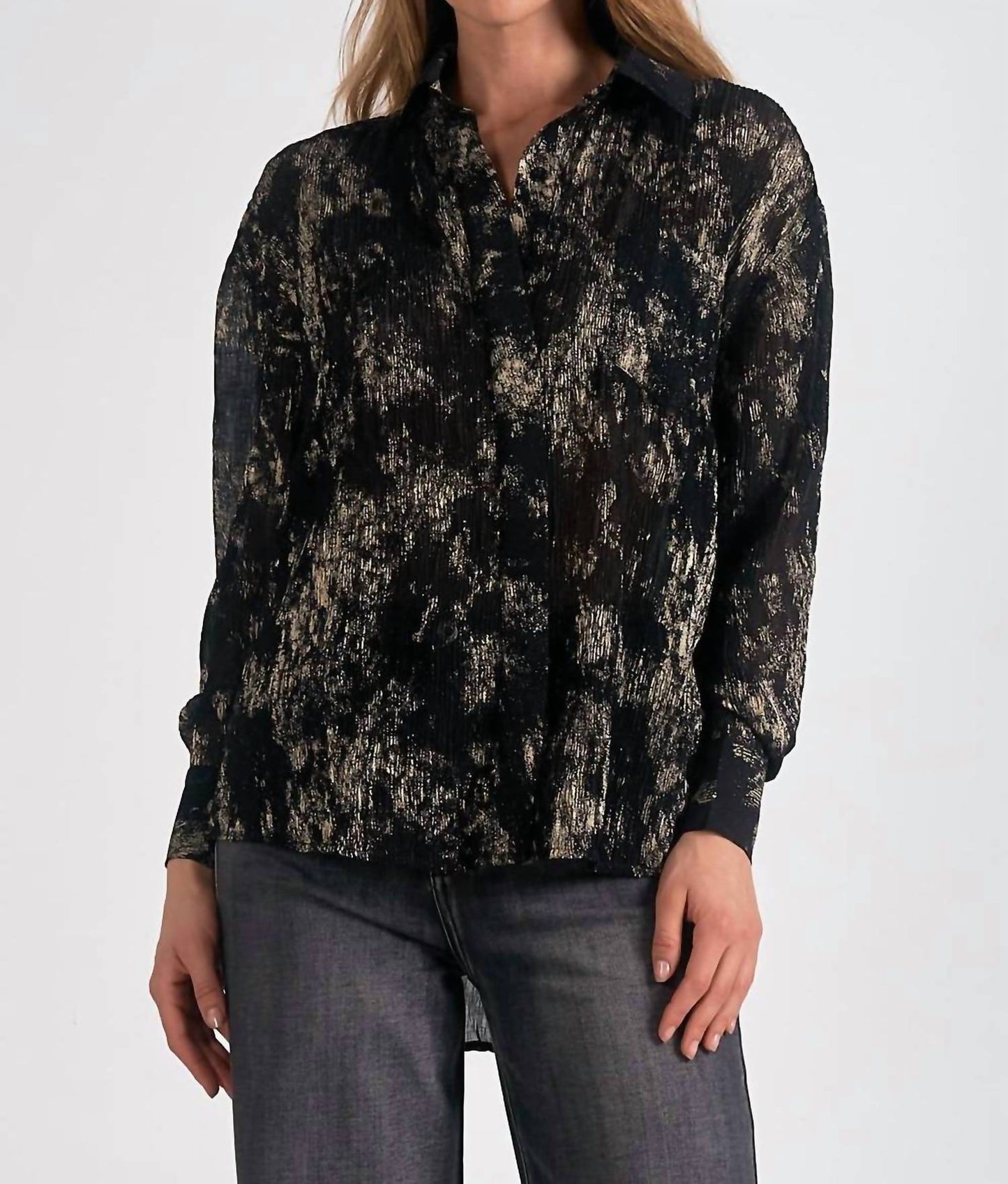 Elan - Pleated Long Sleeve Blouse