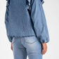 Elan - DENIM LONG SLEEVE RUFFLE TOP