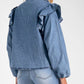 Elan - DENIM LONG SLEEVE RUFFLE TOP