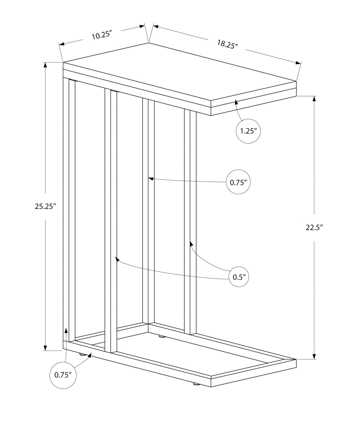 C-Shaped Accent Table for Living Room
