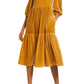 Charles Henry Tie Back Tiered Midi Dress in Gold, Size Medium