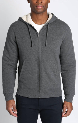 Jachs New York - Recycled Jacquard Sherpa Lined Full Zip Hoodie