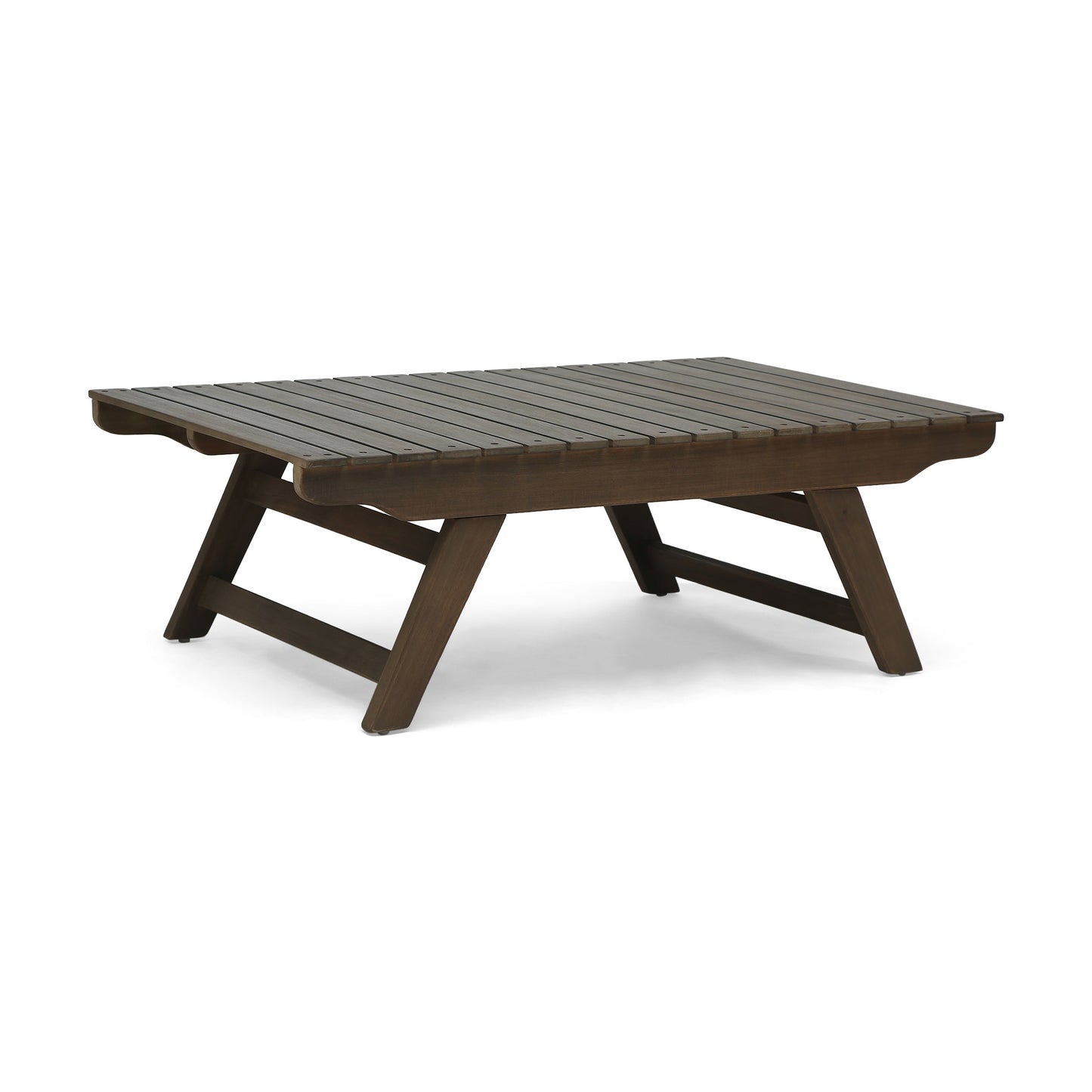 Outdoor Acacia Wood Coffee Table with Open Slat Design, Grey