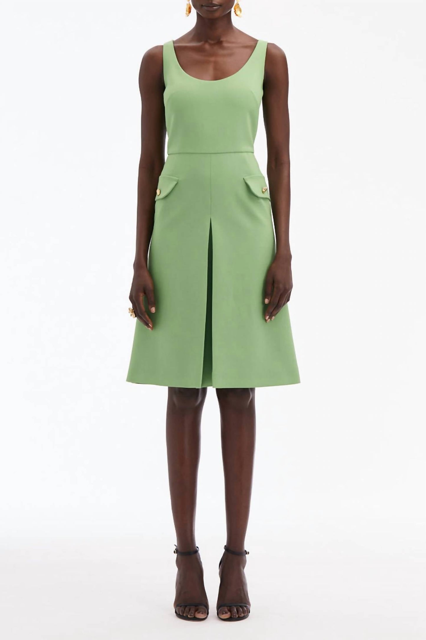 Oscar De La Renta - Women's Sleeveless Inverted Button Dress