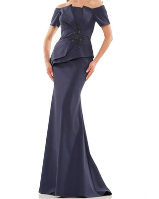 Colors Dress - Off-shoulder Beaded Peplum Mermaid Gown