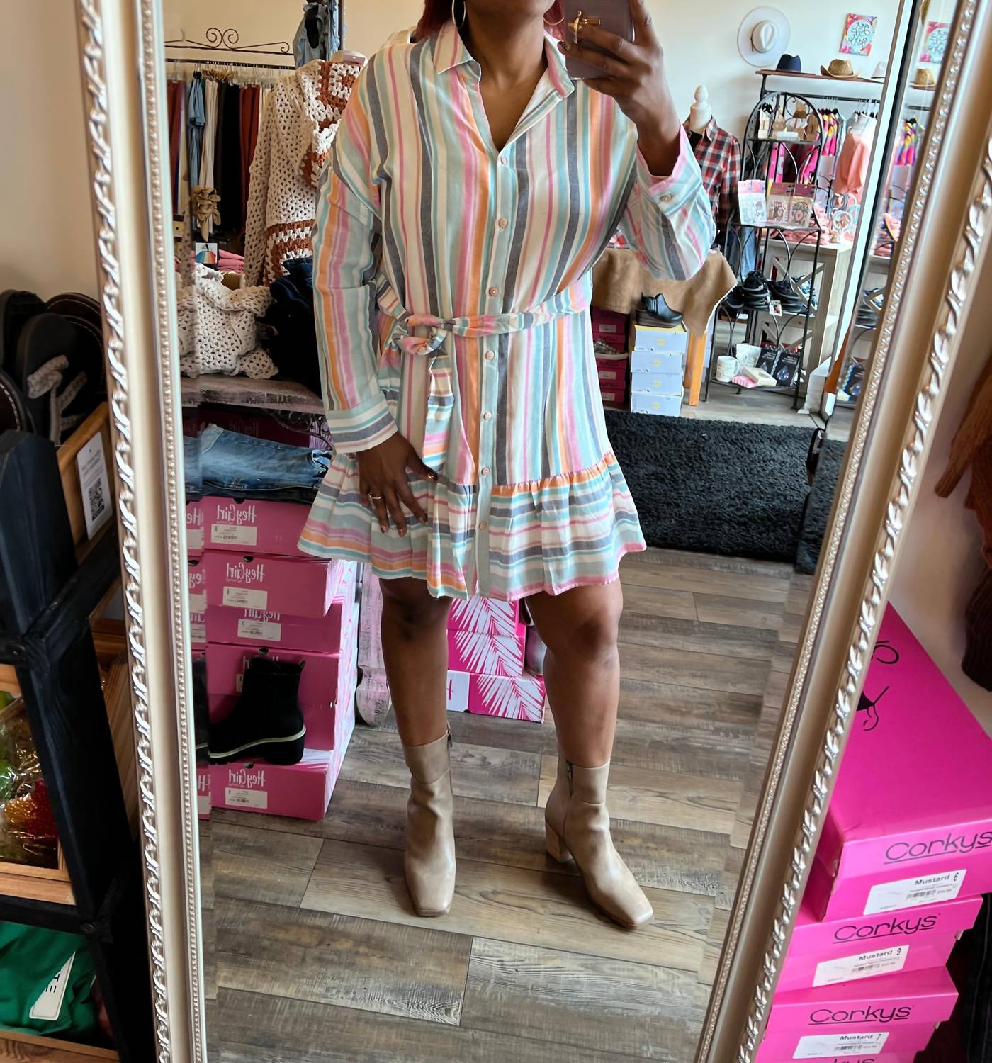 Entro - Striped Midi Dress