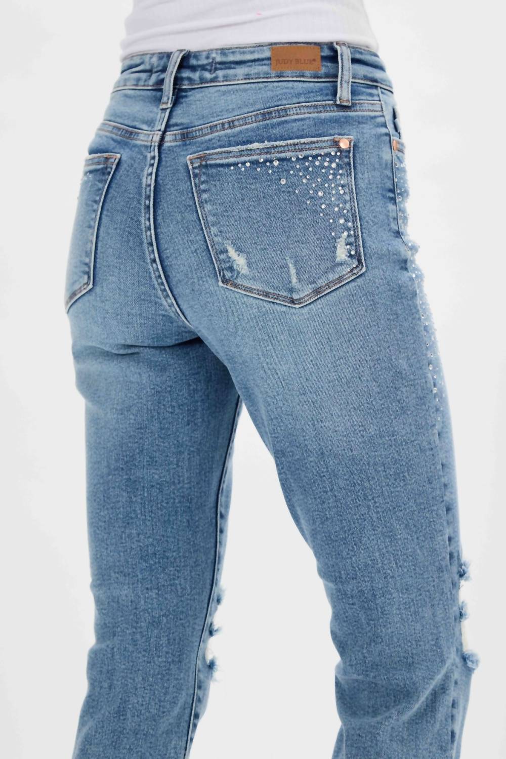 Judy Blue - High Waist Rhinestone Embellished Slim Denim Jeans