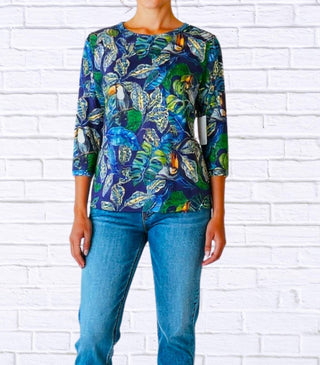 Calypso - Tropical Toucan Print Long Sleeve Top