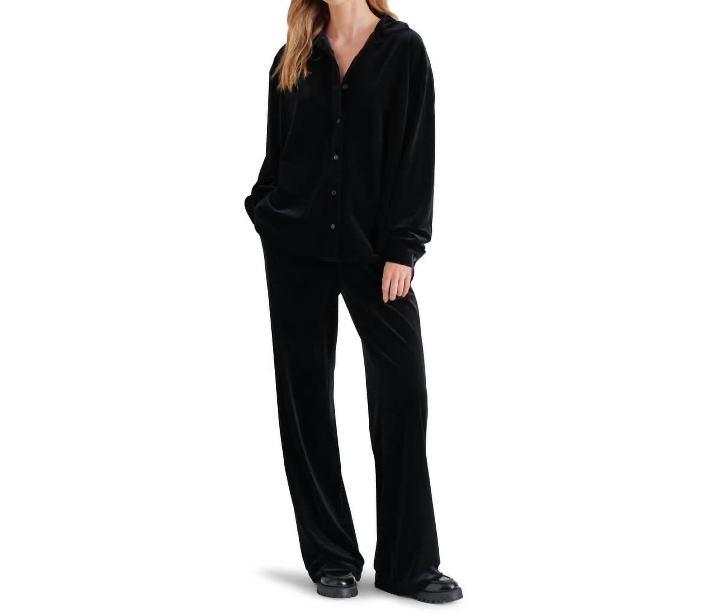 Steve Madden - Jaelynn Velvet Fold-Collar Blouse