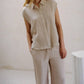 By Together - Gauze Button Down Collar Neck Sleeveless Top