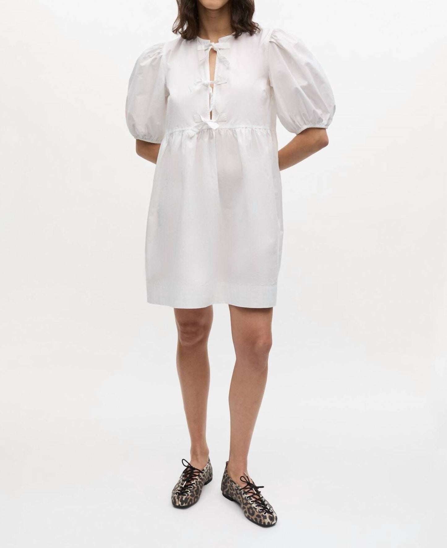 Ganni - Cotton Poplin Tie String Mini Dress