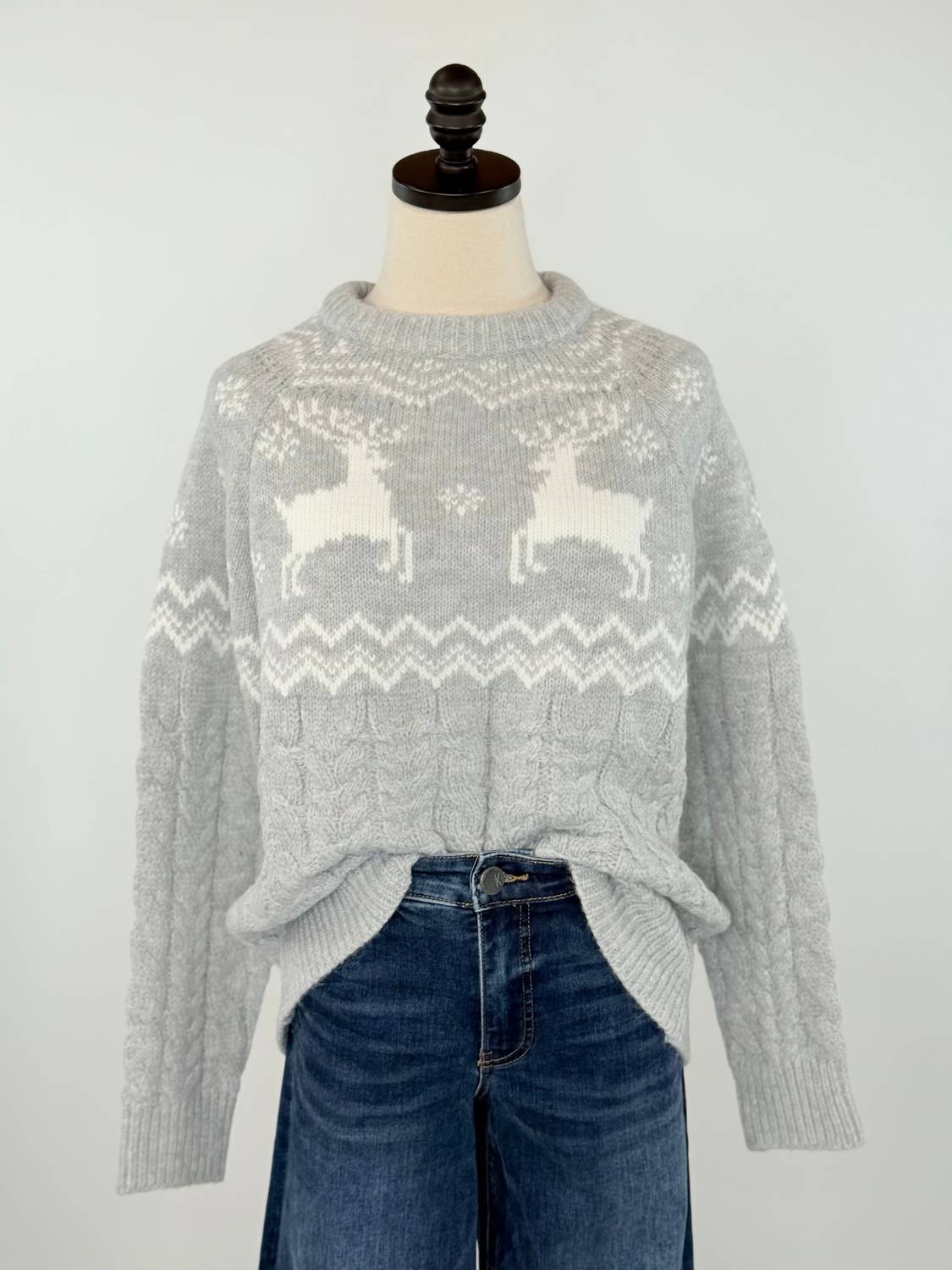Apricot - Reindeer Mix Cable Sweater
