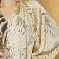 Entro - Contrast Print V-Neck Blouse