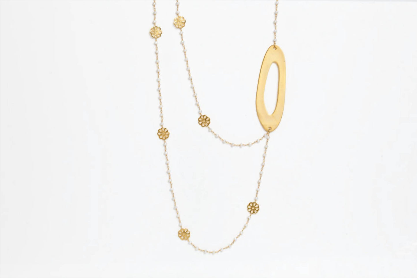 Avenue Chic - Women's Pearl Flower Beaded Necklace