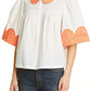 STELLA NOVA Carole Cotton Blouse White and Red Size 10 US