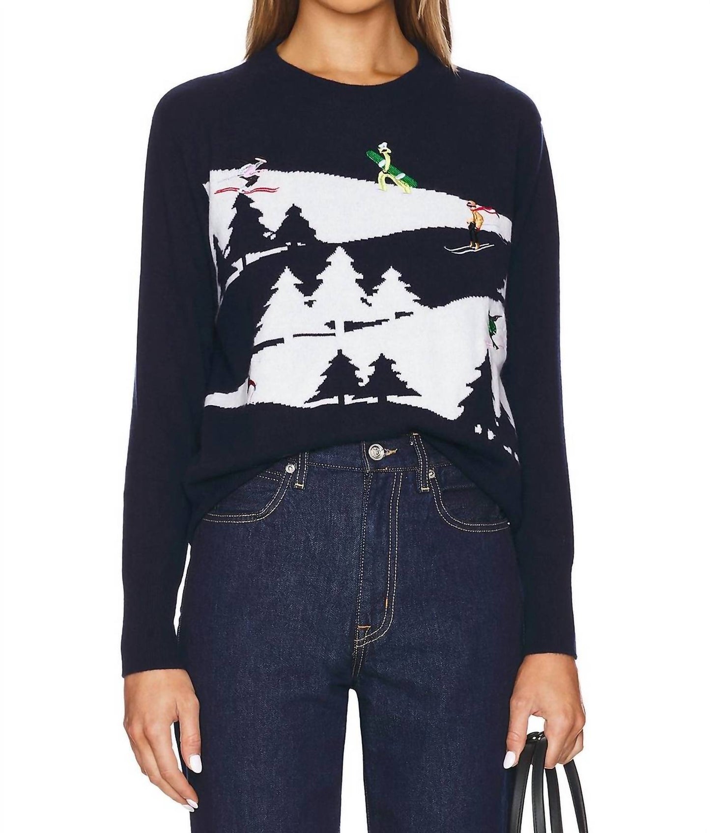 Autumn Cashmere - Snowscape Sweater With Skiers