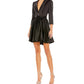 Mac Duggal - Satin 3/4 Sleeve Fit And Flare Blazer Dress