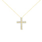 10K Yellow Gold 4.0 Cttw Diamond Two Row Cross 18" Pendant Necklace (J-K Clarity, I1-I2 Color)