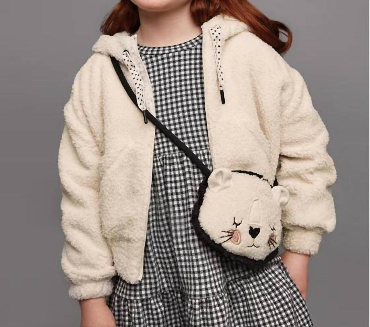 Mayoral - Girls' Hooded Zip Fuzzy Jacket