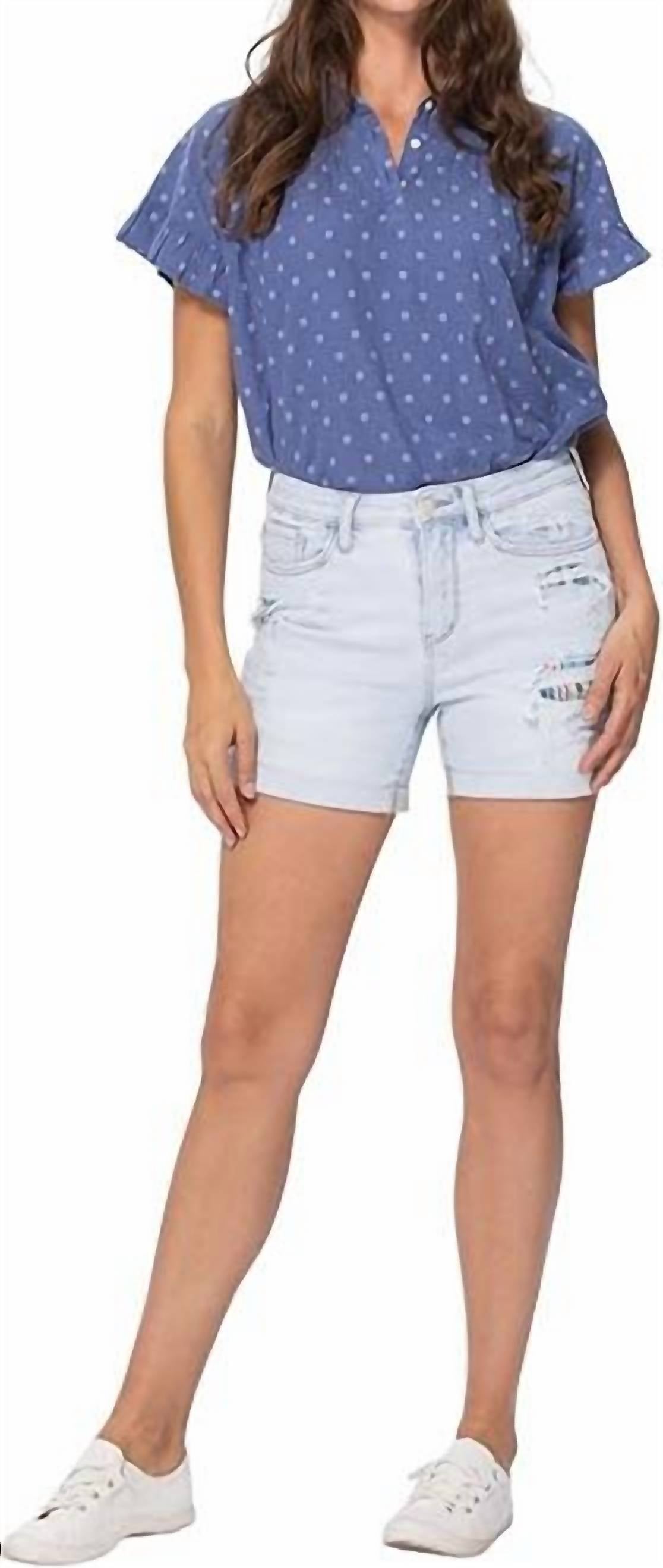 Judy Blue - High-rise Cuffed Printed Lining Shorts